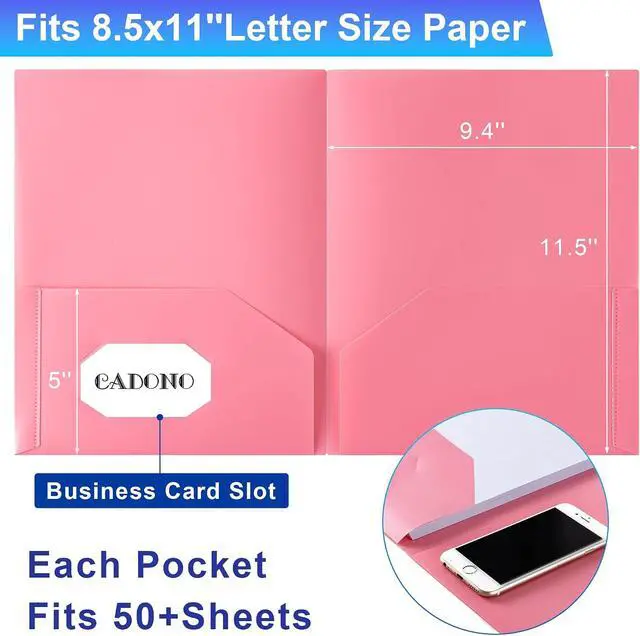 Alt view image 2 of 7 - Plastic Folders with Pockets (8 Pack,Assorted Colors) | Durable Heavy Duty File Folders with Business Card Slot, 2-Pocket Folder for Schoolwork & Office,Back to School Supplies