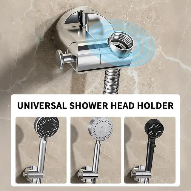 Alt view image 3 of 7 - Shower Head Holder with Suction Cup, Adjustable Wall Mounted Handheld Shower Wand Bracket Hose Holder with Hook for Bathroom, Removable & Rust-Resistant & Waterproof, No Drill, Silver
