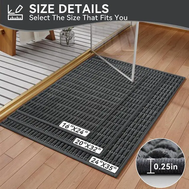 Alt view image 2 of 7 - Bath Mat Super Soft Absorbent Bathroom Rugs 16"x24",Dark Grey | No Slip Rubber BackingMachine Washable Quick DryBathroom mats for Floor, Tub and Shower,Thin Fit Under Door