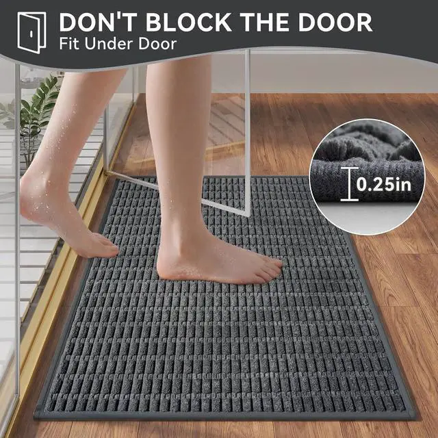 Alt view image 7 of 7 - Bath Mat Super Soft Absorbent Bathroom Rugs 16"x24",Dark Grey | No Slip Rubber BackingMachine Washable Quick DryBathroom mats for Floor, Tub and Shower,Thin Fit Under Door