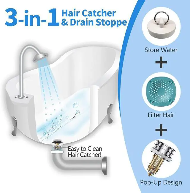 Alt view image 2 of 7 - Bathtub Drain Stopper Universal, Pop Up Drain Stopper with Stainless Steel Strainer Basket Hair Catcher, Anti-Clogging Design, Leak-Proof Silicone Ring, for Bath/Sink (1 Pack Tub Drain Stopper)