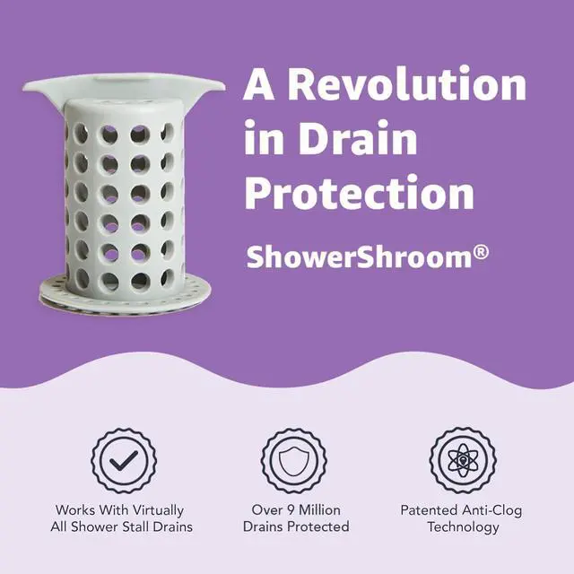 Alt view image 3 of 7 - ShowerShroom the Revolutionary 2" Stand-Up Shower Stall Drain Protector Hair Catcher/Strainer, Gray , 1 Count ( Pack of 1)