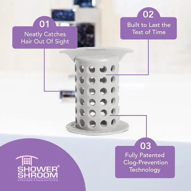 Alt view image 5 of 7 - ShowerShroom the Revolutionary 2" Stand-Up Shower Stall Drain Protector Hair Catcher/Strainer, Gray , 1 Count ( Pack of 1)