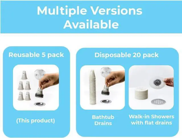 Alt view image 2 of 5 - TubClaw 5-Pack Hair Catcher Strainer Drain Protector Trap for Bathtub | Eco-Friendly Bioplastic | Stronger Reusable Version of HairClaw