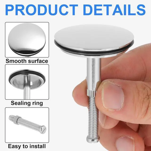 Alt view image 6 of 7 - Bath Plug Rotary Bathtub Drain Stopper Bathroom Drain Plug Replacement with Anti-Block Filter Fast Water Drainage Easy Installation 2.55 X 1.69 X 1.69 Bathtub Overflow