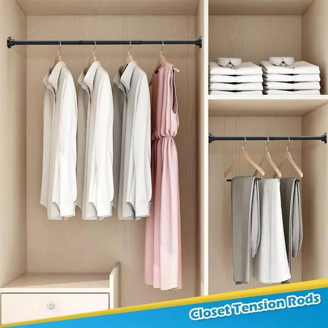 Alt view image 5 of 7 - Spring Tension Curtain Rod 18 to 28 Inch Adjustable Small Tension Rod No Drilling Short Black Curtain Rod Expandable for Window, Cupboard, Closet, Wardrobe, DIY Projects