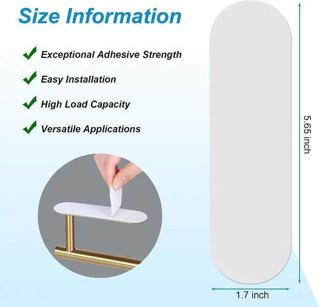 Alt view image 2 of 3 - 5-Pack Self-Adhesive Replacement Strips for Under-Cabinet Paper Towel Holders, 5.65 x 1.7 inches