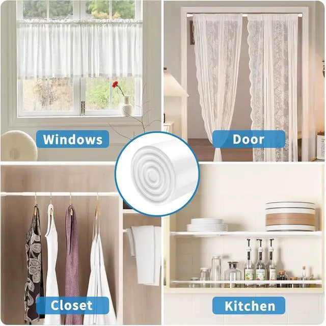 Alt view image 6 of 6 - AIZESI Tension Curtain Rod for Windows 26.5 to 36 inch, White | Adjustable Expandable Pressure Spring Curtain Rods No Drilling, Tension Rod for Doorway Closet Door