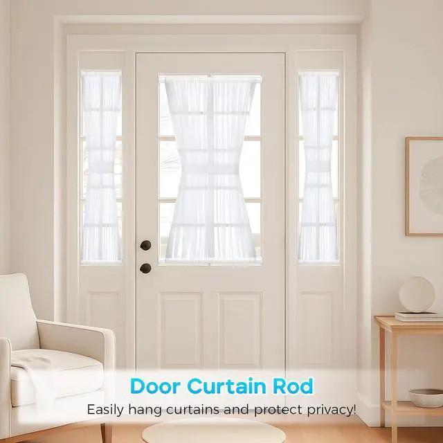 Alt view image 5 of 6 - Tension Curtain Rod 12-20inches Small Tension Rods White Adjustable Spring Tension Curtain Rods 2 Pack Mini Curtain Rod Short for Cupboard Closet Rod Kitchen Drawers No Drill Cupboard Cabinets