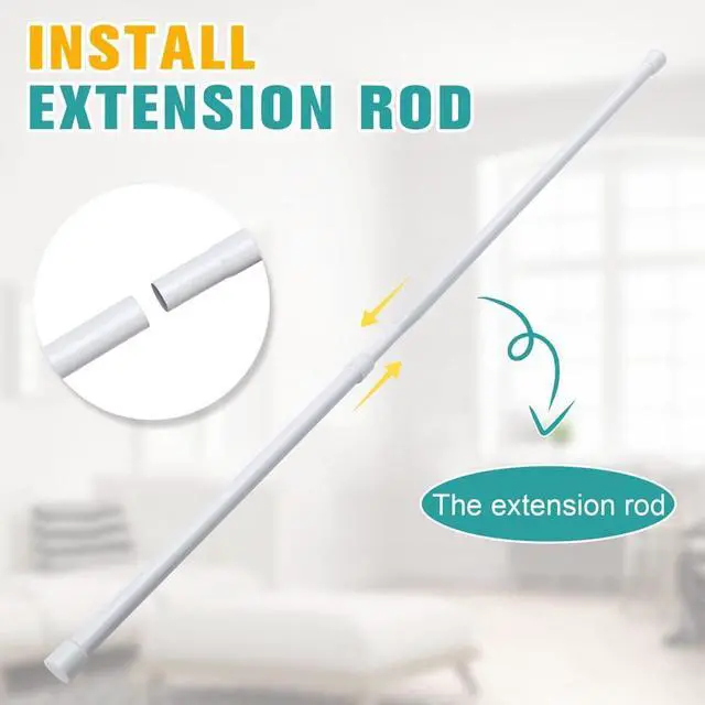 Alt view image 6 of 7 - White Tension Curtain Rod for Windows 26-39 Inch,Adjustable Expandable Pressure Spring Curtain Rod No Drilling, 5/8" Curtain Rod for Closet Door Bedroom Doorway
