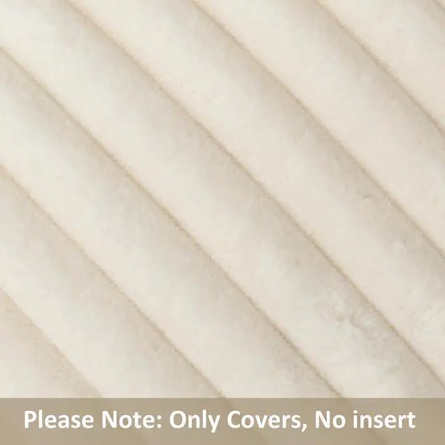 Alt view image 5 of 7 - Kevin Textile Soft Plush 12x20 Inch Lumbar Pillow Cover 1 Pack, Luxury Fluffy Faux Fur Striped Flannel Rectangle Cushion Case for Couch Sofa Chair Bed Home Decor, Cream White