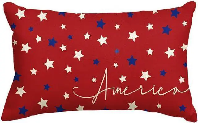 Main image of AVOIN colorlife 4th of July Patriotic Throw Pillow Cover, 12 x 20 Inch Independence Memorial Day America Stars Cushion Case for Sofa Couch