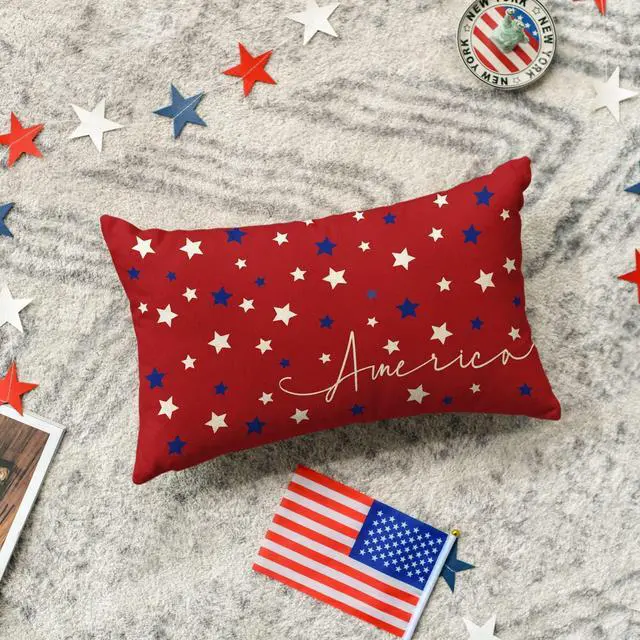 Alt view image 3 of 7 - AVOIN colorlife 4th of July Patriotic Throw Pillow Cover, 12 x 20 Inch Independence Memorial Day America Stars Cushion Case for Sofa Couch