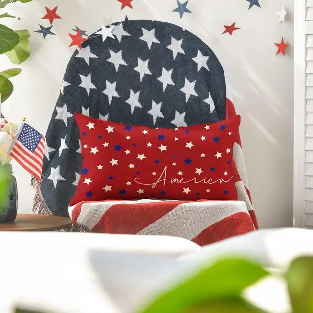 Alt view image 5 of 7 - AVOIN colorlife 4th of July Patriotic Throw Pillow Cover, 12 x 20 Inch Independence Memorial Day America Stars Cushion Case for Sofa Couch