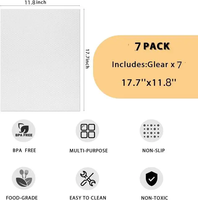 Alt view image 2 of 6 - Aiosscd 7PCS Shelf Mats Refrigerator Liners Washable Refrigerator Pads Fridge Mats Drawer Placemats Home Kitchen Gadgets Accessories Organization for Top Freezer(White)