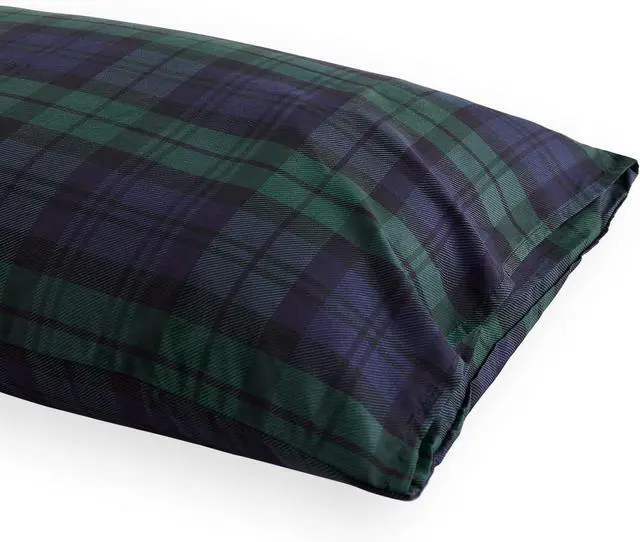 Alt view image 4 of 5 - Wake In Cloud - Plaid Pillow Cases, Scottish Tartan Check Geometric Modern Pattern Printed, Set of 2 Soft Pillowcases Pillow Shams Covers, Dark Green, King Size 20x36 Inches