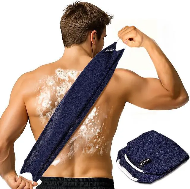 Main image of Yiclick Exfoliating Washcloth Towel with Handle, Back Scrubber for Shower, Exfoliating Body Scrubber Exfoliator, Japanese Wash Cloth for Body Scrub, Bath Sponge Loofah Luffa Washer Exfoliator