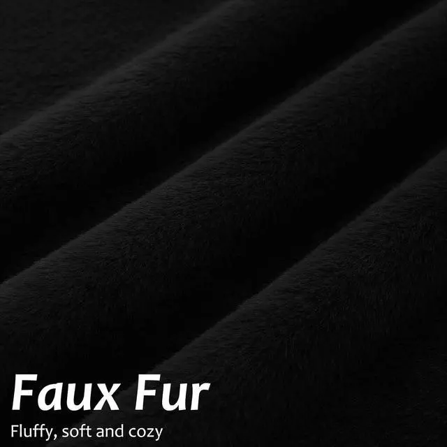 Alt view image 2 of 7 - Pallene Faux Fur Decorative Throw Pillow Covers 18x18 Set of 2, Black | Soft Plush Texture, Fuzzy Fluffy Feel, Cozy Modern Home Accent Pillow Covers for Couch, Sofa, Bed, Living Room