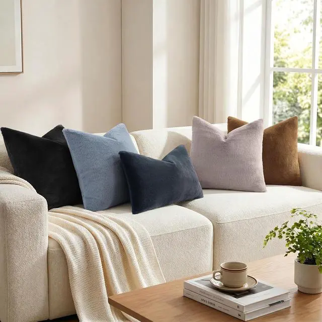 Alt view image 5 of 7 - Pallene Faux Fur Decorative Throw Pillow Covers 18x18 Set of 2, Black | Soft Plush Texture, Fuzzy Fluffy Feel, Cozy Modern Home Accent Pillow Covers for Couch, Sofa, Bed, Living Room