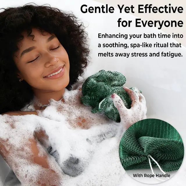 Alt view image 4 of 7 - Afro Scrubber African Net Sponge - 2 Pieces Authentic African Wash Cloths - Exfoliating Body Sponges for Showering Forest & BabyPink - Back Scrub Exfoliator Shower Loofah for Body Bath Accessories