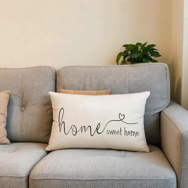 Main image of Home Sweet Home Quotes Farmhouse Pillow Covers 12x20 Inch,Farmhouse Decorative Lumbar Throw Pillow Case Cushion Cover,Housewarming Gifts