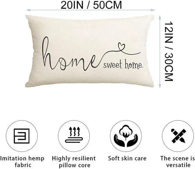 Alt view image 5 of 6 - Home Sweet Home Quotes Farmhouse Pillow Covers 12x20 Inch,Farmhouse Decorative Lumbar Throw Pillow Case Cushion Cover,Housewarming Gifts
