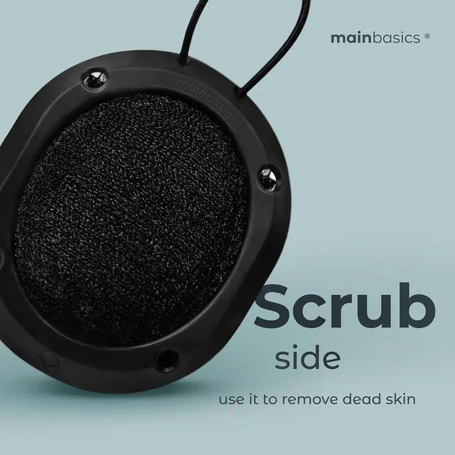 Alt view image 6 of 7 - MainBasics Shower Tool Duo 2-in-1 Shower Loofah Sponge, 2 Pack, Black | Exfoliating Body Scrubber, Shower Scrubber, Deep Cleansing, Rich Lather