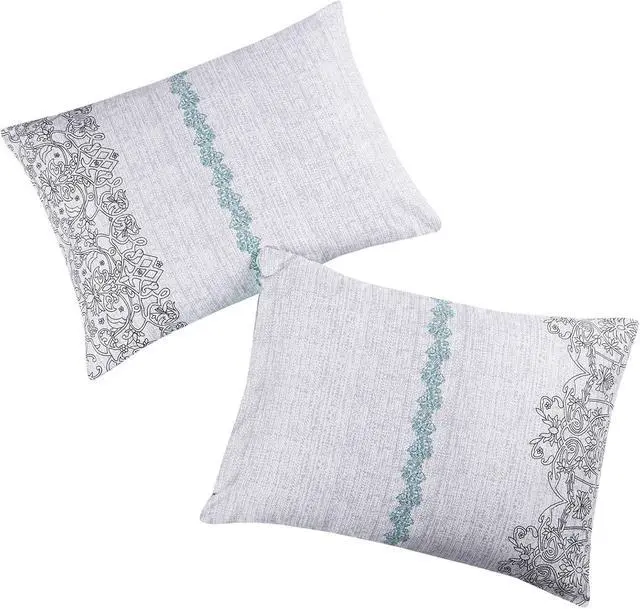 Alt view image 2 of 6 - Wake In Cloud - Bohemian Pillow Cases, Boho Chic Reversible Pattern Printed, Set of 2 Soft Pillowcases Pillow Shams Covers, Teal Gray, King Size 20x36 Inches