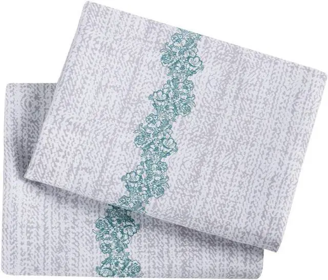 Alt view image 6 of 6 - Wake In Cloud - Bohemian Pillow Cases, Boho Chic Reversible Pattern Printed, Set of 2 Soft Pillowcases Pillow Shams Covers, Teal Gray, King Size 20x36 Inches