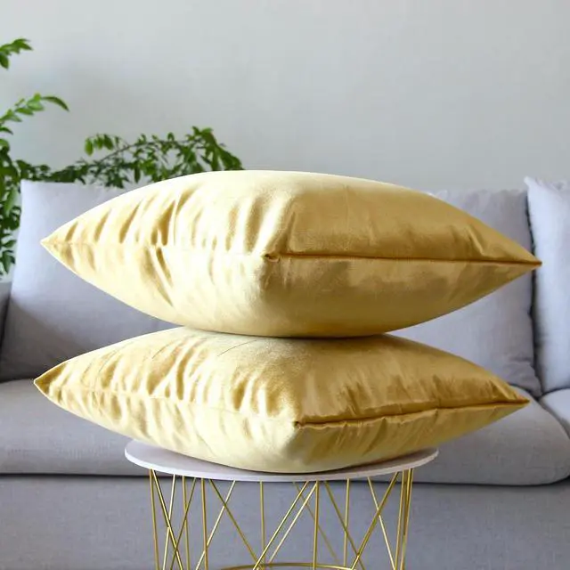 Alt view image 3 of 7 - Hibate 2 Pack Soft Velvet Couch Throw Pillow Covers 16x16 Inch for Sofa Living Room Bedroom (Gold)
