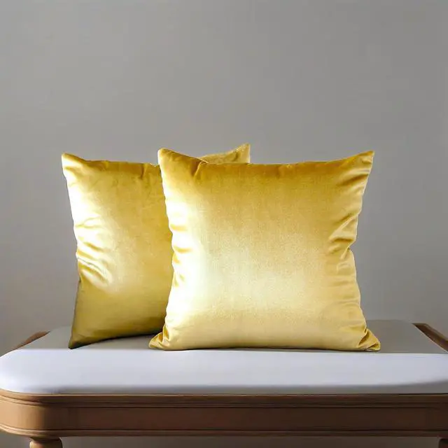 Alt view image 4 of 7 - Hibate 2 Pack Soft Velvet Couch Throw Pillow Covers 16x16 Inch for Sofa Living Room Bedroom (Gold)
