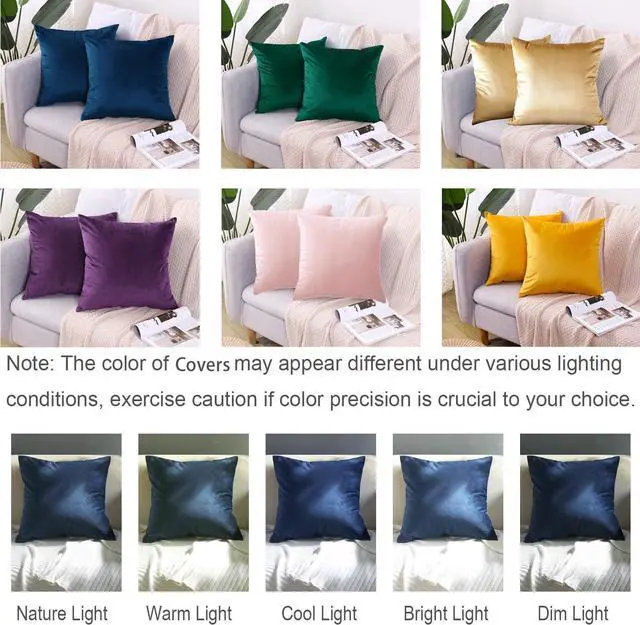 Alt view image 7 of 7 - Hibate 2 Pack Soft Velvet Couch Throw Pillow Covers 16x16 Inch for Sofa Living Room Bedroom (Gold)