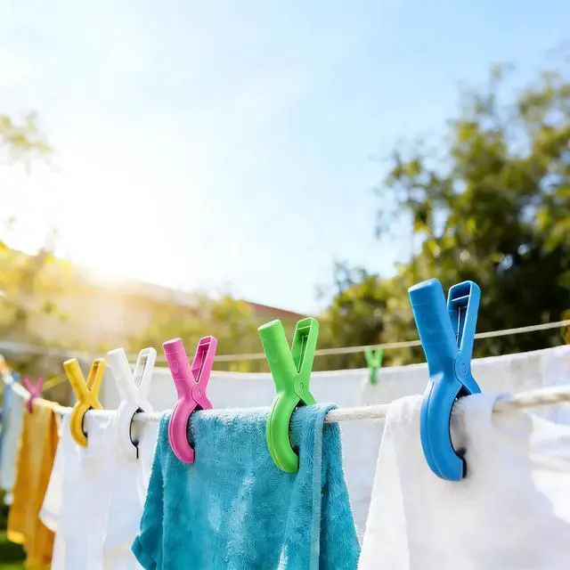 Alt view image 4 of 7 - 15 Beach Chair Towel Clips, Cruise Beach Chair Pool Chair Dedicated Towel Rack, Large-Sized Durable Hanger Clip, Beach Chair Clip to Prevent Towels from Being Blown Away by The Wind, 5 Colors (15)