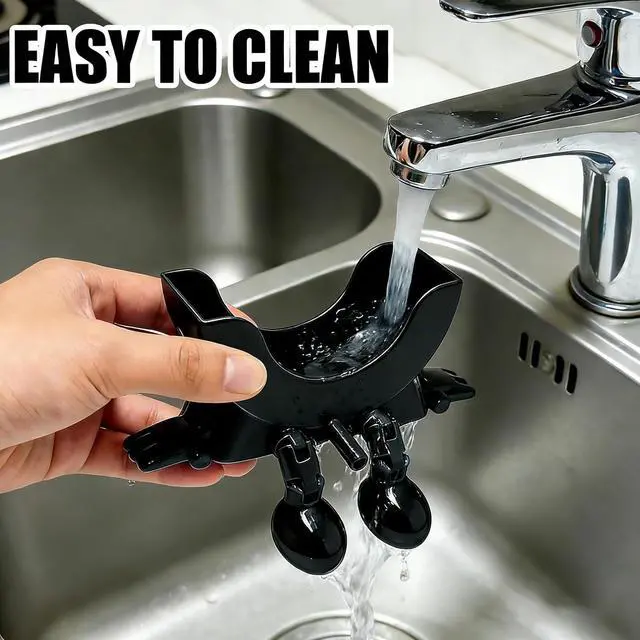 Alt view image 7 of 7 - Cute Hanging Sponge Holder with Drainage,3D Printed Kitchen Funny Sponge Stand for Sink,with non-slip pads,Suitable for Scrub Daddy Holder,Keeps Your Sponge Dry Smiling (Black)