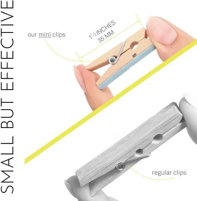 Alt view image 3 of 6 - 20 Pack Mini Self Adhesive Clips for Pictures - Beige Wood Clip Photo Holders for Wall, Poster Hanger, Photo Cards Hanging Display Board & Picture Boards, Artwork Photos Holders Hangers Room Decor