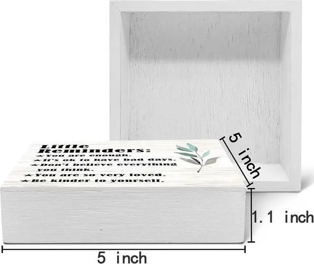 Alt view image 2 of 6 - SRADMO Inspirational Little Reminders Wood Box Sign Desk Decor | Inspirational Desk Decor, Motivational Positive Affirmation Gifts Box Sign For Office Home Dorm Tabletop Shelf Decoration