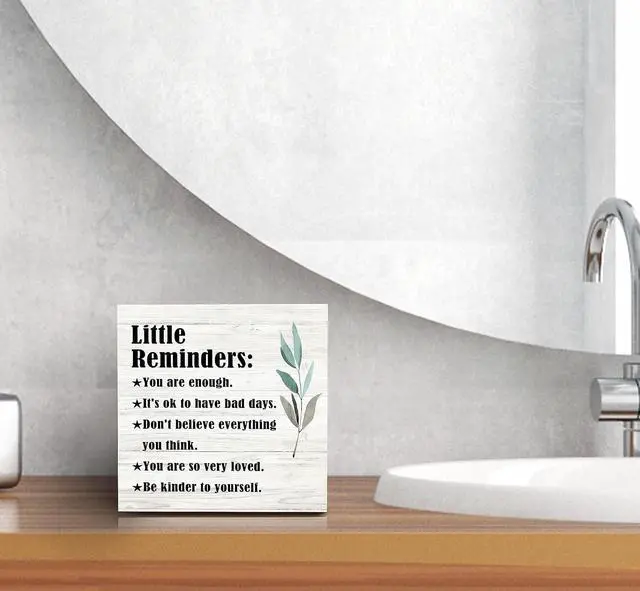 Alt view image 6 of 6 - SRADMO Inspirational Little Reminders Wood Box Sign Desk Decor | Inspirational Desk Decor, Motivational Positive Affirmation Gifts Box Sign For Office Home Dorm Tabletop Shelf Decoration