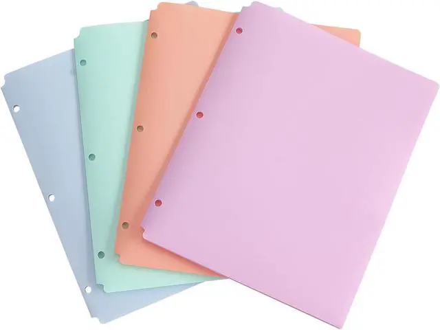 Alt view image 2 of 7 - Tamaki Plastic Folders with Pockets, Letter Size Paper, Pastel Color, 4 PCS | Heavy Duty Two Pocket Folder 3 Ring Folders for Documents