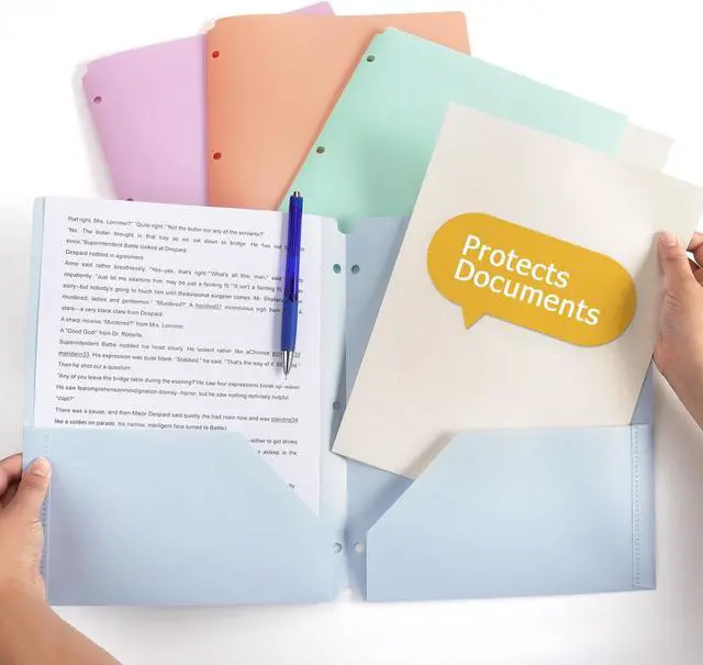 Alt view image 6 of 7 - Tamaki Plastic Folders with Pockets, Letter Size Paper, Pastel Color, 4 PCS | Heavy Duty Two Pocket Folder 3 Ring Folders for Documents