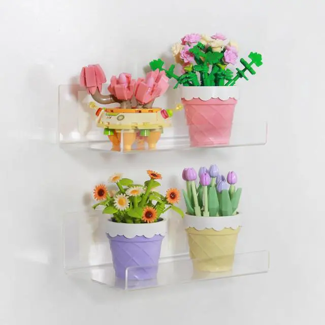 Alt view image 7 of 7 - TONICE 2 Pack Acrylic Shelves for Wall 6in Floating Shelf Wall Mounted Set for Room, Bedroom, Bathroom, Kitchen, Living Room, Office Book Shelf Storage Decor