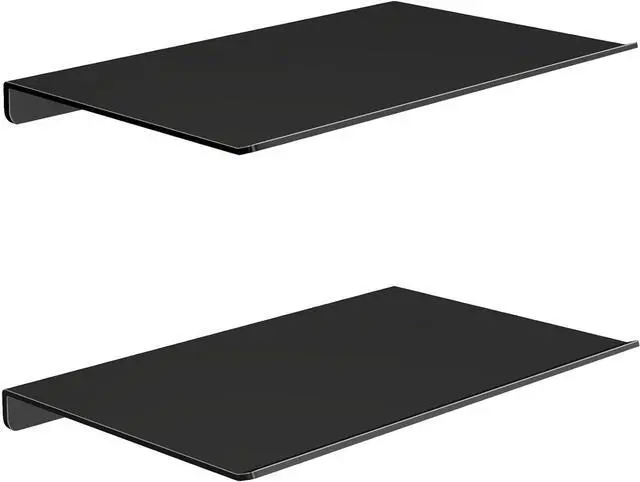 Main image of MKO 8" Small Floating Shelves for Wall, Metal Wall Mounted Shelf for Bathroom, Bedroom, Living Room, Kitchen, Little Mini Tiny Display Hanging Shelves for Books/Storage/Room Decor 2 Packs, Black
