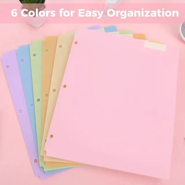 Alt view image 3 of 7 - SKYDUE Plastic Folders with Pockets, 6 Pack File Folders with Tabs & Stay-Put Flaps, 3 Hole Punch 2 Pocket Folders for 3 Ring Binder, Letter Size Document Organizer for School Office, Sweet Pastels