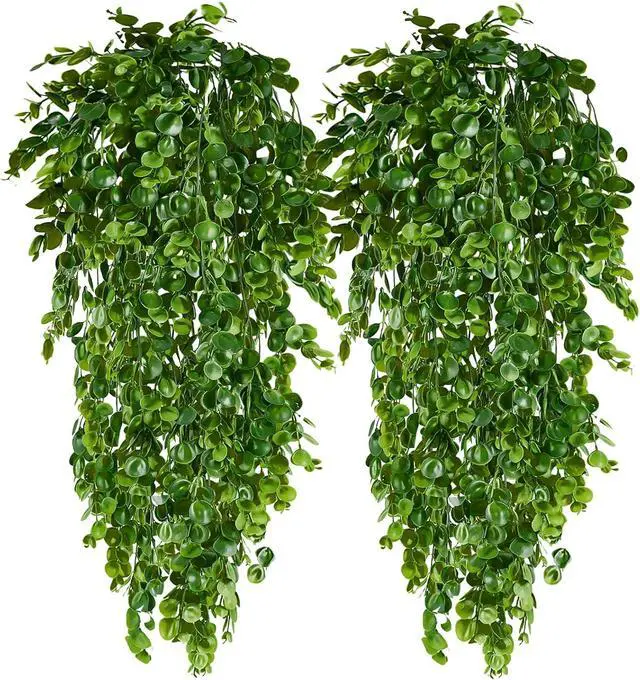 Main image of 2Pcs Fake Hanging Plants Faux Greenery for Outdoor Planters Wall Plants Hanging Plants Artificial Decor Trailing Plants for Indoor Outdoor Plants Decor