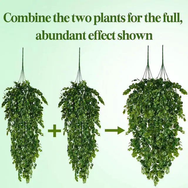 Alt view image 3 of 7 - 2Pcs Fake Hanging Plants Faux Greenery for Outdoor Planters Wall Plants Hanging Plants Artificial Decor Trailing Plants for Indoor Outdoor Plants Decor