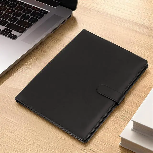 Alt view image 7 of 7 - Professional Padfolio with Clipboard, Faux Leather Portfolio Folder Binder, Legal Pad Holder for A4 Letter Size Notepad, Resume, Writing Pad, Ideal Organizer for Business Office Conference, Black,