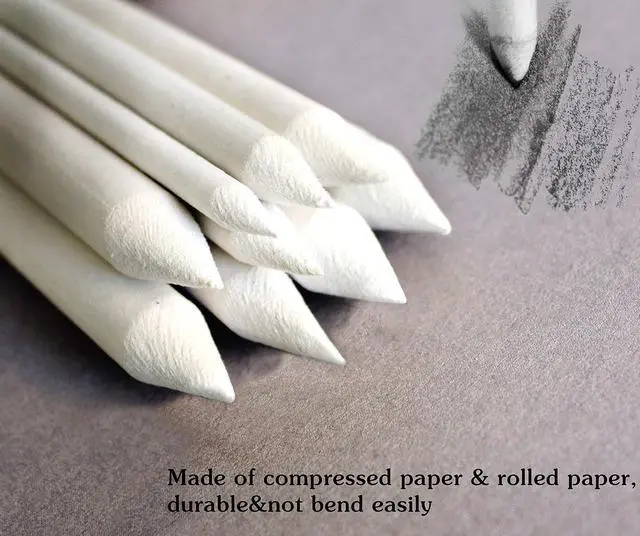 Alt view image 3 of 6 - N NOROCME 12 PCS Blending Stumps and Tortillions Paper Art Blenders | with Sandpaper Pencil Sharpener Pointer,for Student Artist Charcoal Sketch Drawing Tools,Soften lines,Mix colors