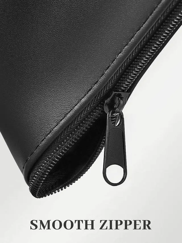 Alt view image 5 of 7 - SMARTAKE Money Bags with Zipper, DIY Labels, 11.5 x 6.2 Inches, 2-Pack | Waterproof Money Coin Pouch Purse, Soft PU Leather, for Bills Invoices Bank Deposits Receipts Storage and Organize (Black)