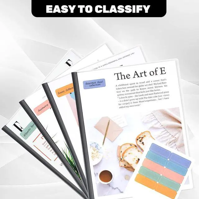 Alt view image 5 of 7 - Utron 12 Pack Report Covers, 70 Sheet Capacity Presentation Folders, Clear Report Covers with Sliding Bar, Report Folder for A4 and Letter Size Paper
