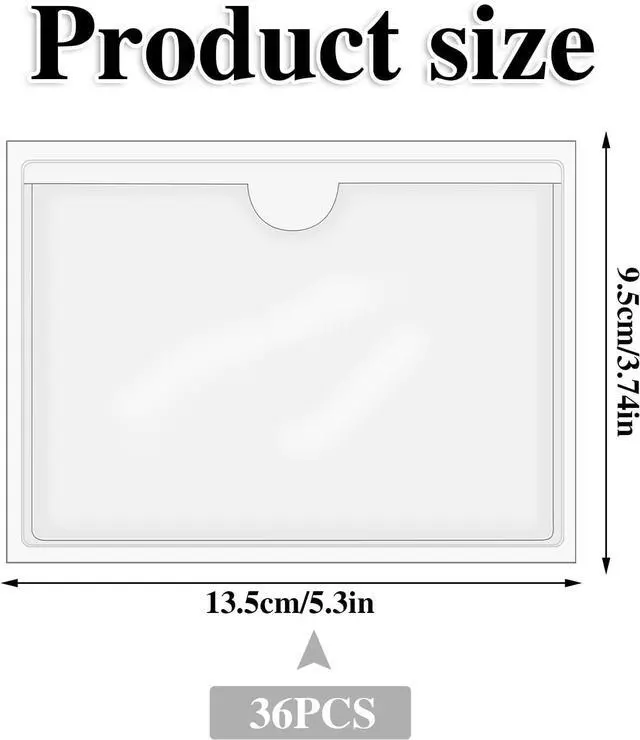 Alt view image 2 of 6 - 36 Pack 3" x 5" Adhesive Index Card Holders Clear PVC Label Holders | Top-loading label pockets, removable adhesive, clear PVC, for bins, shelves, totes, library and office use