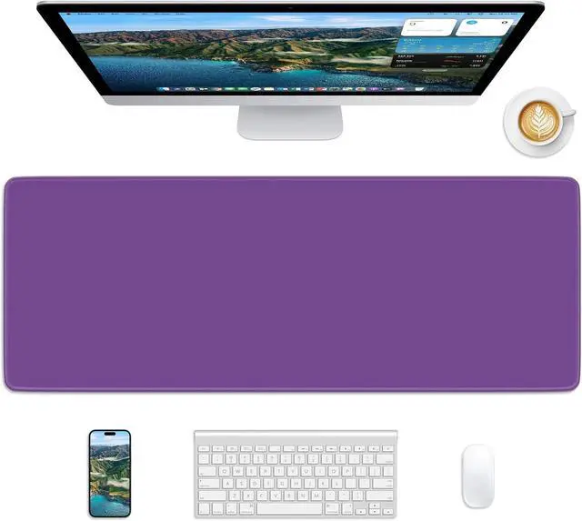 Main image of Mouse Pad 31.5x11.8in Large Desk Mat Non-Slip for Office | Stitched edges prevent fraying, rubber non-slip base keeps pad stable, large mousepad for home, work and gaming, Purple